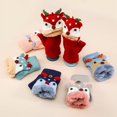 thumbnail image 3 of Guantes navideños de otoño e invierno para niños, de medio dedo, con ambiente festivo, de terciopelo grueso y cálido, para niños y niñas, juego de cinco dedos, 3 of 6