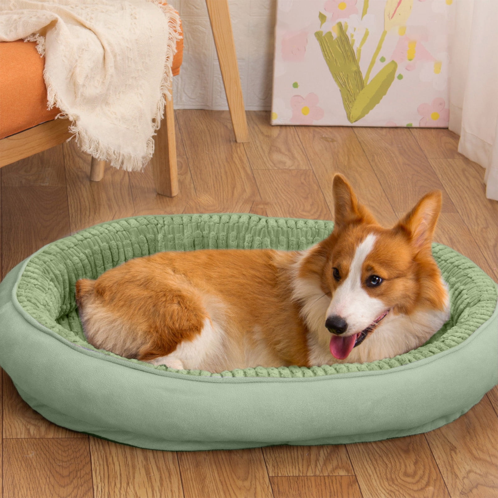M Large Washable Non-Slip Striped Silk Pet Mat Indoor Dog Bed House Cushion For Cats All Seasons