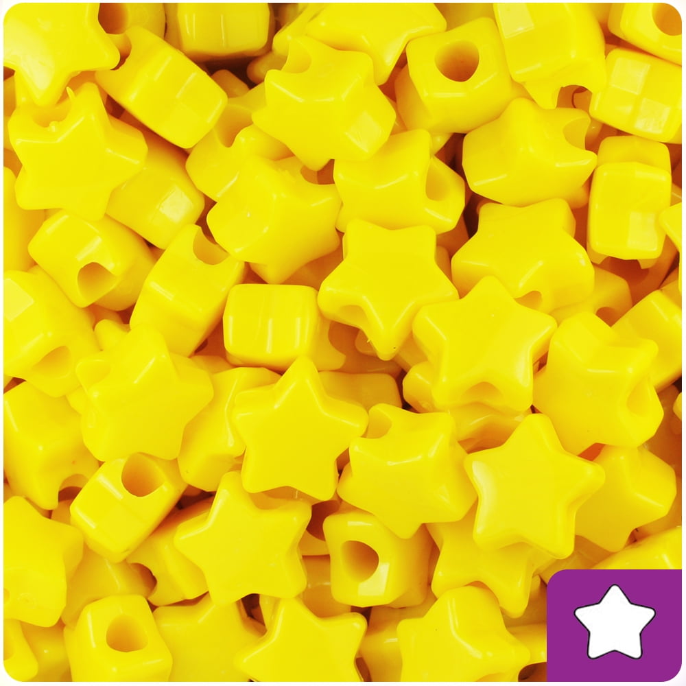 BeadTin Bright Yellow Opaque 13mm Star Pony Beads (250pcs)