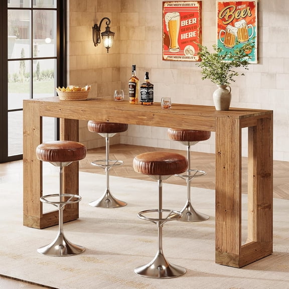 Tribesigns 63" Solid Wood Counter Height Bar Table, Farmhouse Pub Table