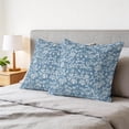 thumbnail image 6 of Pillow Covers 18x18 Set of 2, Botanical Rose Bud Square Throw Pillow Covers for Couch/Sofa/Living Room, Vintage Slate Blue Floral Leaves Farmhouse Decorative Soft Pillowcases for Couch Throw Pillows, 6 of 9