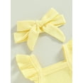 thumbnail image 4 of Newborn Baby Girl Summer Clothes Shorts Set Sleeveless Knit Romper Bodysuit Ruffled Shorts Headband 3Pcs Boho Outfit, 4 of 7