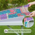 thumbnail image 6 of Multicolor Ethnic Flower Patchwork Pattern Square Fitted Tablecloth with Elastic Edge,Square Table Cover,Washable Elastic Table Cover for Home Kitchen Party Decor 36"x36", 6 of 6