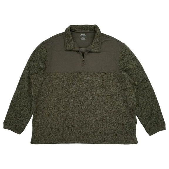 Haggar Mens Big & Tall Green Long Sleeve Quarter-Zip Quilted Trim Sweatshirt 3X