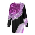 thumbnail image 4 of Women's Long Sleeve Casual Dress Abstract Purple and Black Print, Comfortable and Stylish Mini Dress, 4 of 5