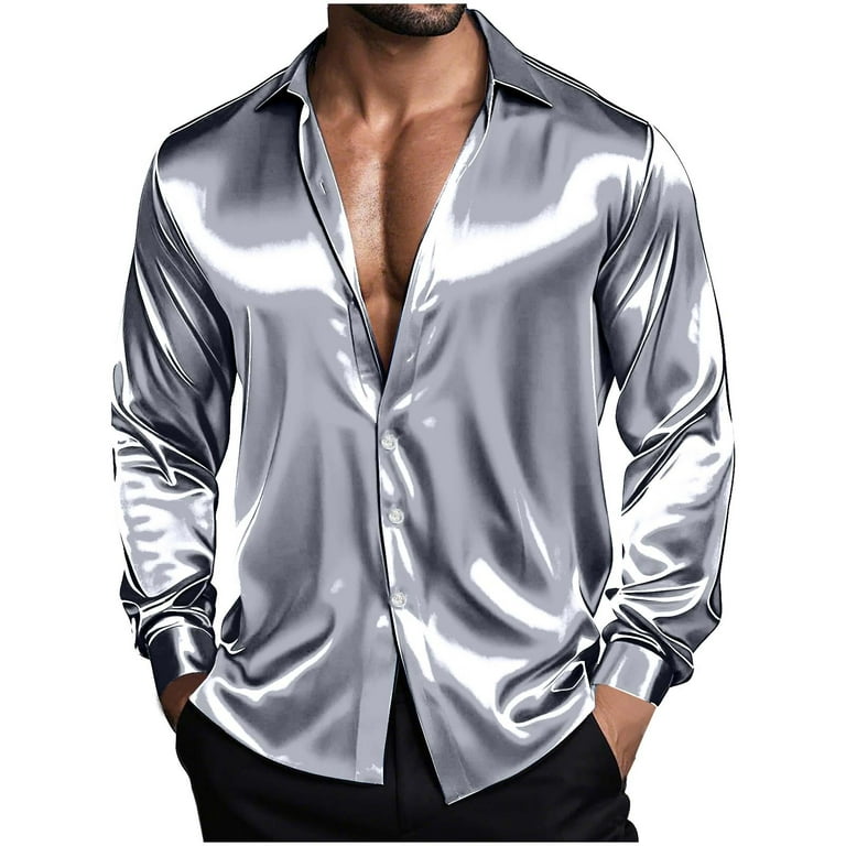 Ntacza Mens Big and Tall Shirts Button Down Silver Long Sleeve Dress Shirt Button up Vintage Mens Collared Shirts M Ntacza Mens Big and Tall Shirts Button Down Silver Long Sleeve Dress Shirt Button up Vintage Mens Collared Shirts M