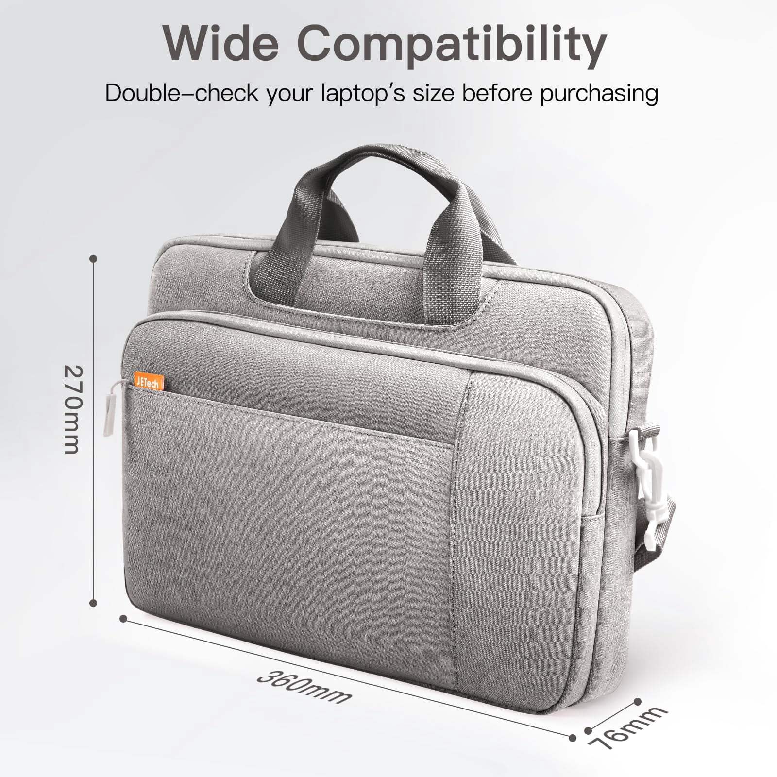 JETech Laptop Bag Case for MacBook Neo (A18 Pro), MacBook Air/Pro, Surface Book, HP Pavilion (Light Grey)