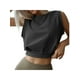 thumbnail image 3 of VISgogo, camisetas sin mangas deportivas cortas para mujer, Top corto de Yoga con cuello redondo liso sin mangas, chaleco de ombligo de entrenamiento de verano para mujer VISgogo  moda, 3 of 7