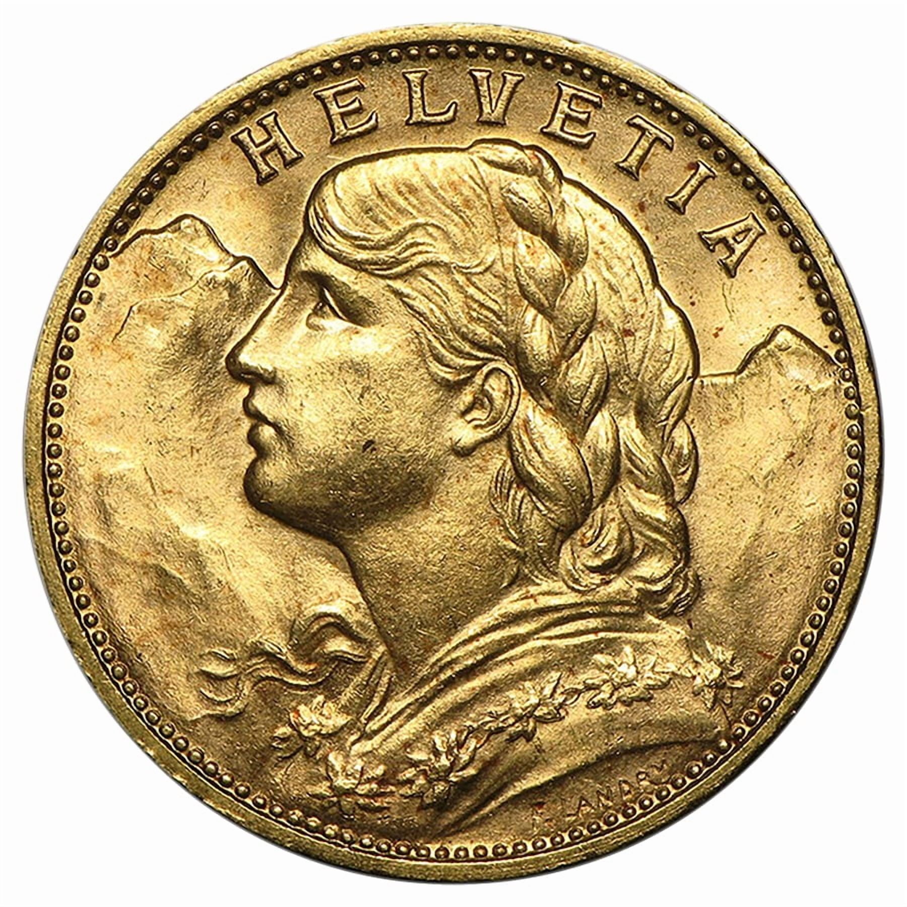 Swiss Gold 20 Francs Helvetia Coin Avg Circ - Random Year