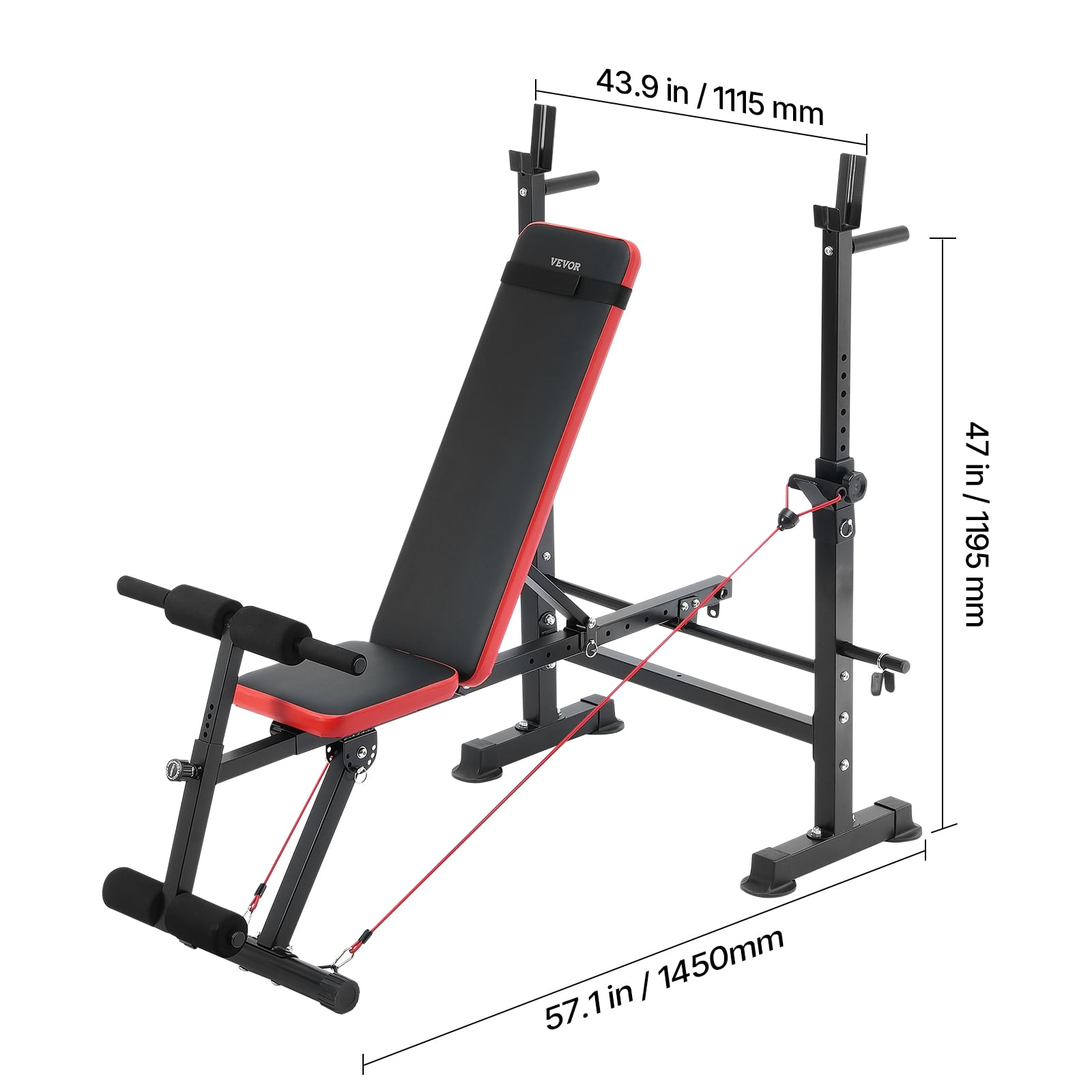 VEVOR Weight Bench, Multi-Functional Adjustable Weight Bench Press for Full Body Workout, 600lbs Exercise Sit up Bench for Home Gym Strength Training, Flat Bench with Quick Folding