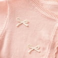 thumbnail image 4 of HAOTAGS Girls Short-Length Knitted Cardigan with Bow Detail Casual One-Button Open Front Cover Up Jacket Pink Size 1T, 4 of 7