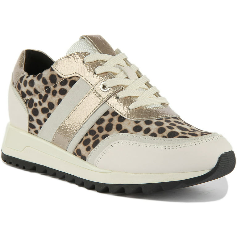 D Tabelya Women's Lace Up Animal Print Casual Sneakers In Beige Size -