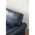 thumbnail image 5 of Faux Leather 2-Seater Sofa Chair, Modern PU Accent Chair with Solid Wood Legs and Silver Nail Head Trim, Club Armchair for Bedroom, Home Reception, Living Room, Office, Apartment, Navy Blue, 5 of 9