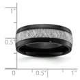 thumbnail image 2 of Titanium Polished Black Ip Plated With Imit. Meteorite Inlay 8mm Band Size 9 Ring for Women and Men, 2 of 2