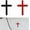 Black+red, variant on 2PCS Metal Jesus Christ Cross Badge Stickers, 2.5"×1.8" Alloy 3D Individual Car Cross Sticker, Self Adhesive Scratch Covering Metal Cross Auto Emblem Decal for Car Body Fender Tail (Silver)