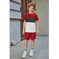 thumbnail image 2 of Arshiner Boys' 2-Piece Cotton Outfit Color Block T-Shirt and Shorts Set Summer Camo Clothes, 2 of 8