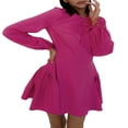 thumbnail image 1 of Robe à Manches Longues pour Femmes, Décontractée, Couleur Unie, Mini Robe de Soirée Ligne A, 1 of 5