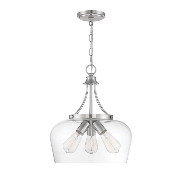 Savoy House Octave 15 Pouces Suspension à 3 Lumières en Verre Clair, Fini Nickel Satiné