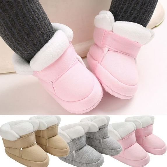 SPRING PARK Toddler Baby Boy Girl Thick Winter Outdoor Snow Boots Anti-Slip Soft-soled Lined Booties
