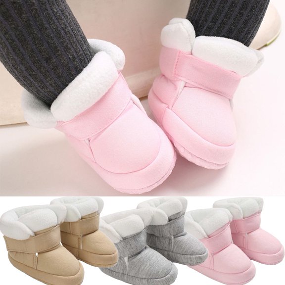 SPRING PARK Toddler Baby Boy Girl Thick Winter Outdoor Snow Boots Anti-Slip Soft-soled Lined Booties