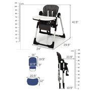 INFANS High Chair for Babies & Toddlers, Foldable Highchair with Multiple Adjustable Backrest, Footrest and Seat Height, Removable Tray, Detachable PU Leather Cushion, Built-in Rear Wheels (Gray)