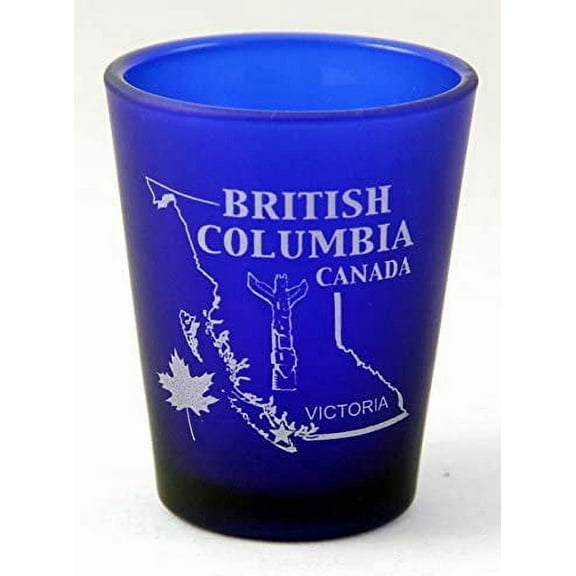 British Columbia Canada Cobalt Blue Frosted Shot Glass