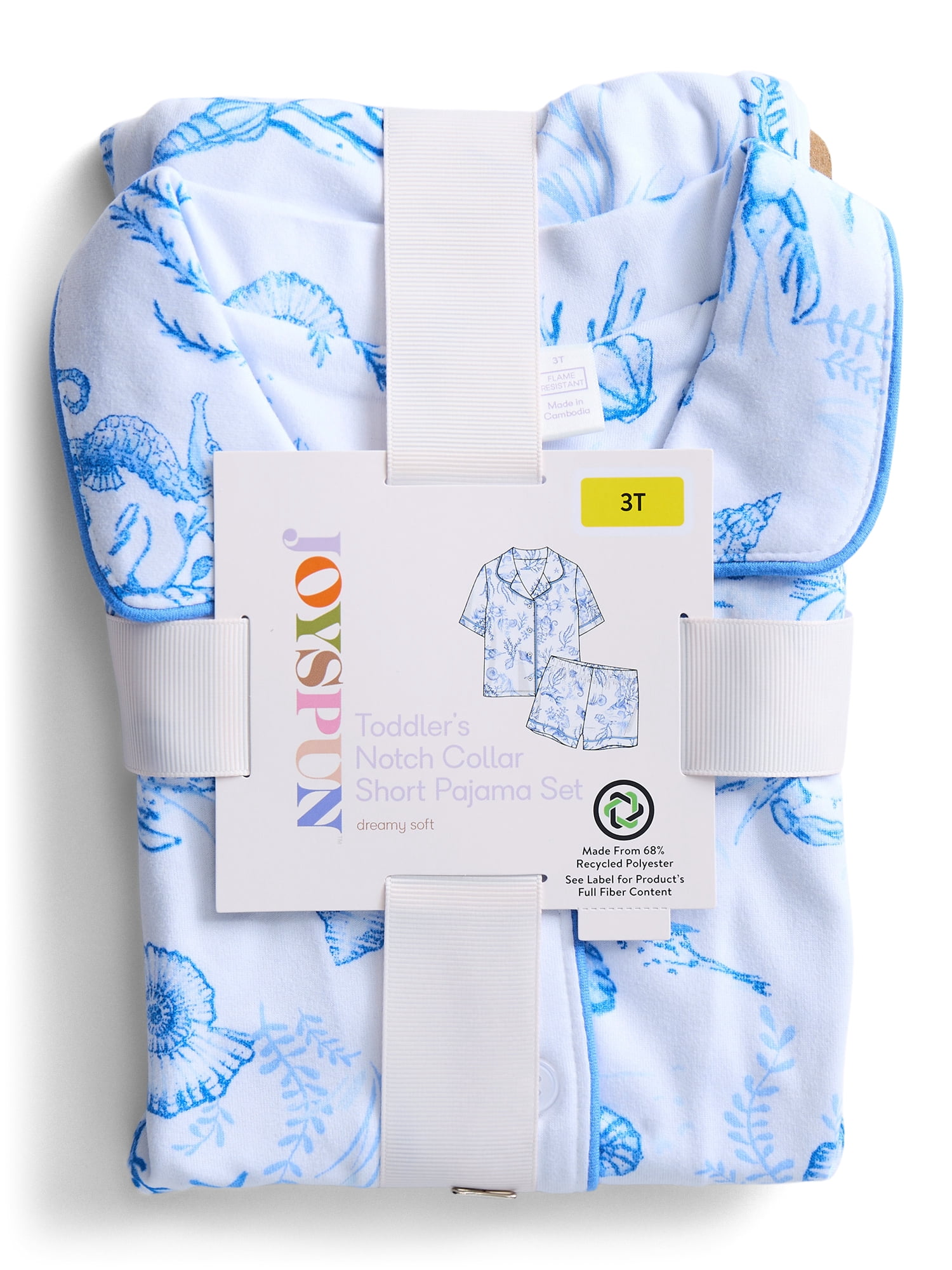 Joyspun Toddler Mommy and Me Notch Collar Top and Shorts Family Matching Pajama Set, Sizes 2T-5T