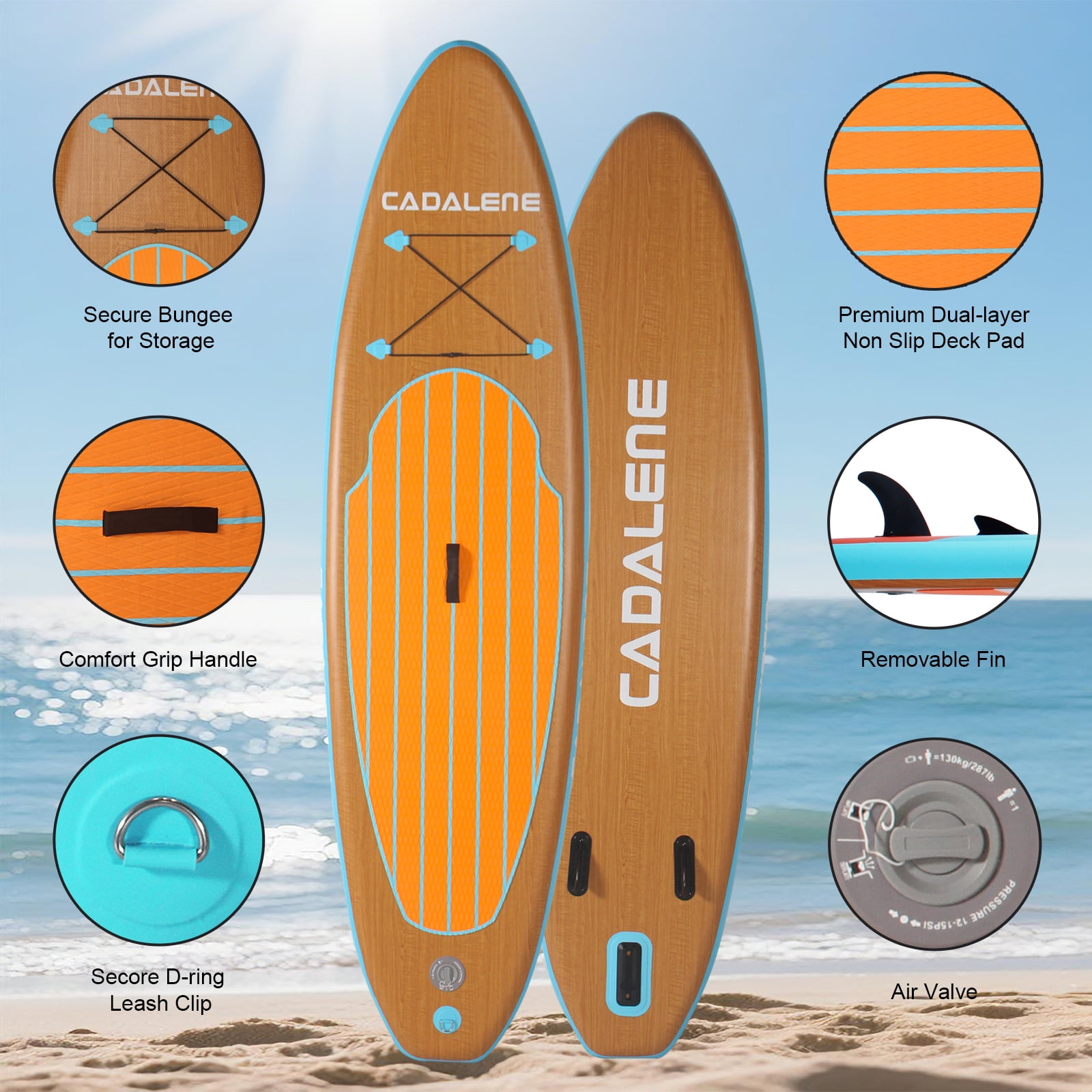 CADALENE 10 ft Inflatable Stand up Paddle Board for Adults & Youth, Anti-Slip SUP Paddleboard with Premium Accessories