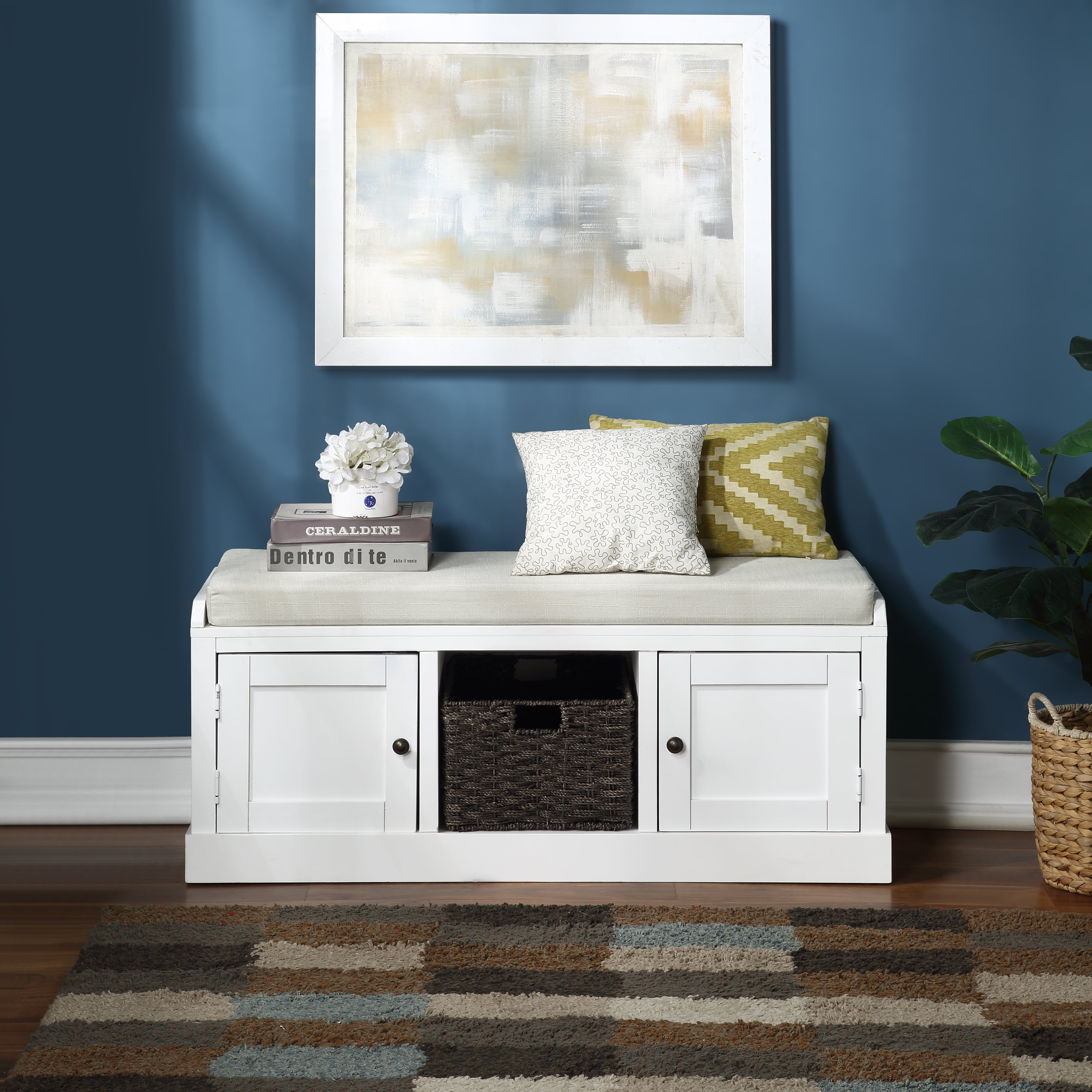 YOFE Storage Bench, White - Walmart.com