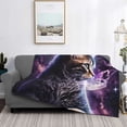 thumbnail image 2 of Fotbe Purple Moon Cat Manta de Franela con Estampado, Manta Ultrasuave para Cama, Sofá, Auto, Hipoalergénica y Antibolitas-80"x60", 2 of 6