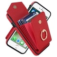 thumbnail image 5 of Wallet Case Compatible with iPhone 7/8/SE 2022 & 2020, Case with Card Holder,with a strap, RFID Blocking Leather Cover 360°Rotation Ring Kickstand Protective Bumper Designed for Phone,Red, 5 of 10