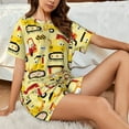 thumbnail image 6 of Bingfone Funny Construction Vehicles Print Pajamas Sets for Women Soft Short-Sleeved Pjs with Lounge Shorts Two Piece Sleepwear, 6 of 8