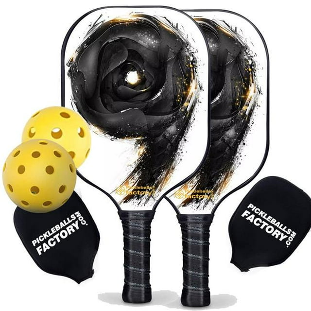 Pickleball Factory PB00020-3-G Best Pickleball Set - Letter Nine Usapa Pickleball Paddles, Pickleball Racket Set, Glassfiber Graphite