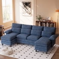 thumbnail image 2 of FIONA'S MAGIC Modern U-Shaped Sectional Sofa with Double Chaise & Movable Ottomans, 4-Seat Chenille Fabric Couch for Living Room, Blue, 2 of 7