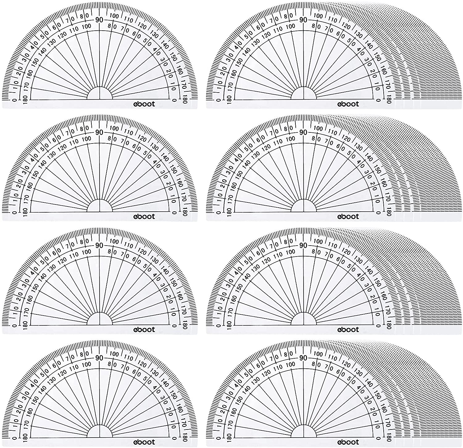 50 Pack Math Protractors Plastic Protractor 180 Degrees, 4 Inches