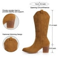 thumbnail image 4 of FAMITION Cowboy Boots for Women Embroidered Western Cowgirl Mid-Calf Booties Chunky Heeled Pointed Toe Shoes with Zippers Camel 6, 4 of 5