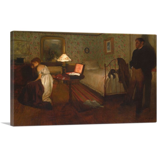 ARTCANVAS Interior 1869 Canvas Art Print by Edgar Degas - Size: 18" x 12" (0.75" Deep)