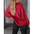 thumbnail image 3 of HA-EMORE Womens Crewneck Long Sleeve Pullover Sweaters Solid Color Cable Knit Casual Loose Fit Chunky Sweater Tops, 3 of 5