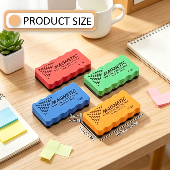 Dry-Erase Whiteboard Eraser with Magnetic Back, Soft and Durable, for Home and Office Use, 1 Eraser, in Green