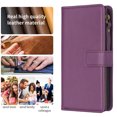 thumbnail image 7 of for iPhone 13 Pro Zipper Wallet Case with Wrist Hand Strap & Card Slots Holder, Business PU Leather Shockproof Flip Kickstand Purse Protective Cover Case for iPhone 13 Pro, Darkpurple, 7 of 7