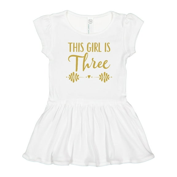 Inktastic 3rd Birthday Gold 3 Year Old Party Photo Girls Toddler Dress