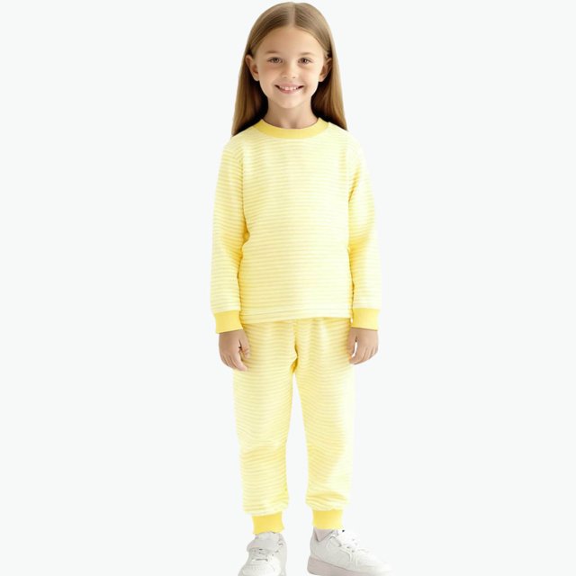 Cowsor Kids Lounge Set Long Sleeve Neck and Long Pants Two Piece Soft Sleepwear Outfits