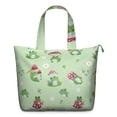 thumbnail image 1 of Frog Nature Travel Tote, Forest Green Frog Cartoon Print Weekender Duffel Bag, Plant and Flower Pattern Multipurpose Bag for Women, 1 of 5