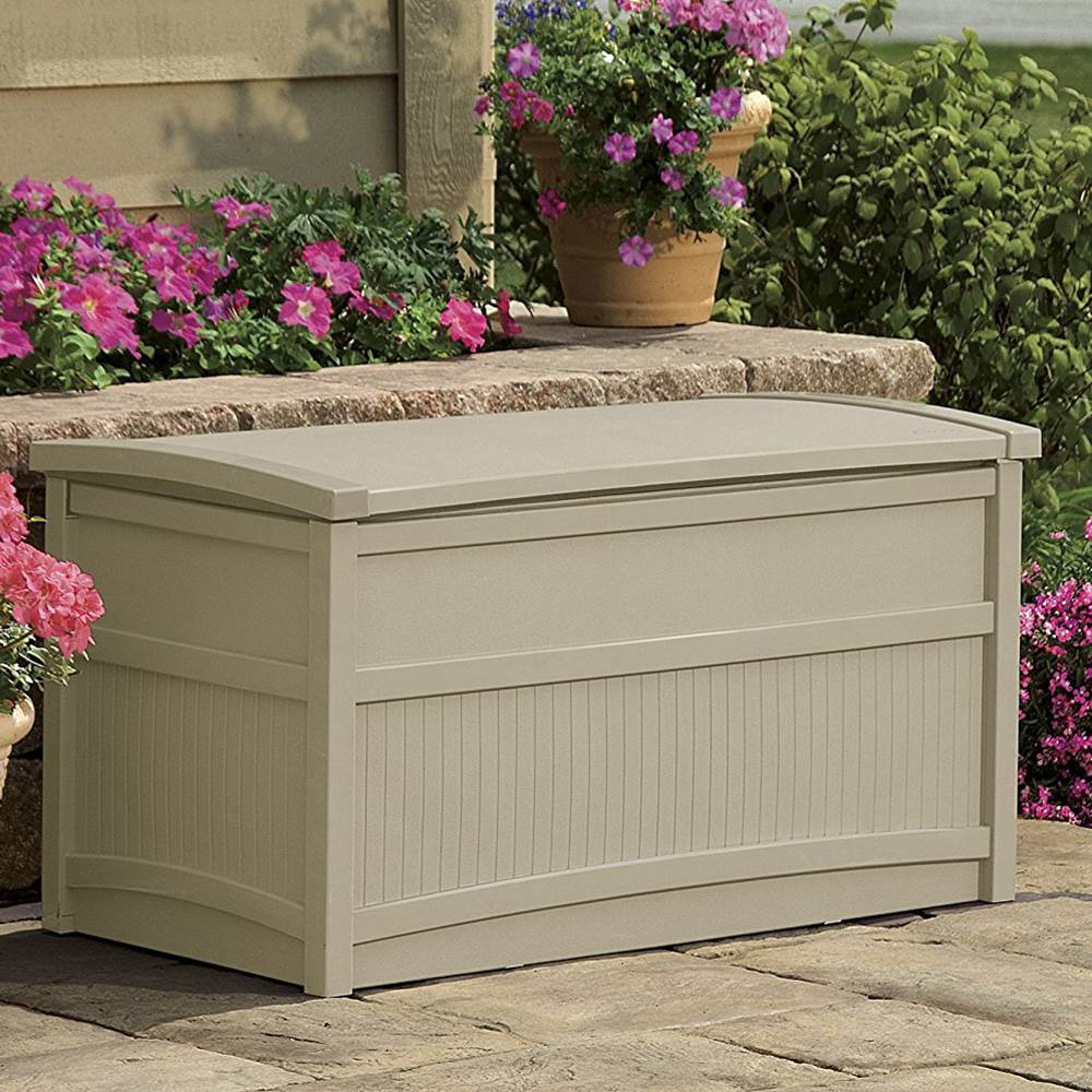 Suncast Outdoor 50 Gallon Deck Box with Seat, Resin, Light Taupe, 21 in D x 23.25 in H x 41 in W, 27 lb - image 3 of 5