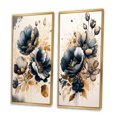 thumbnail image 3 of Designart "Poppy Flowers in Navy Blue and Gold II" Poppy Framed Wall Art Set Of 2 - Blue Floral Frame Gallery Set For Office Decor, 3 of 7