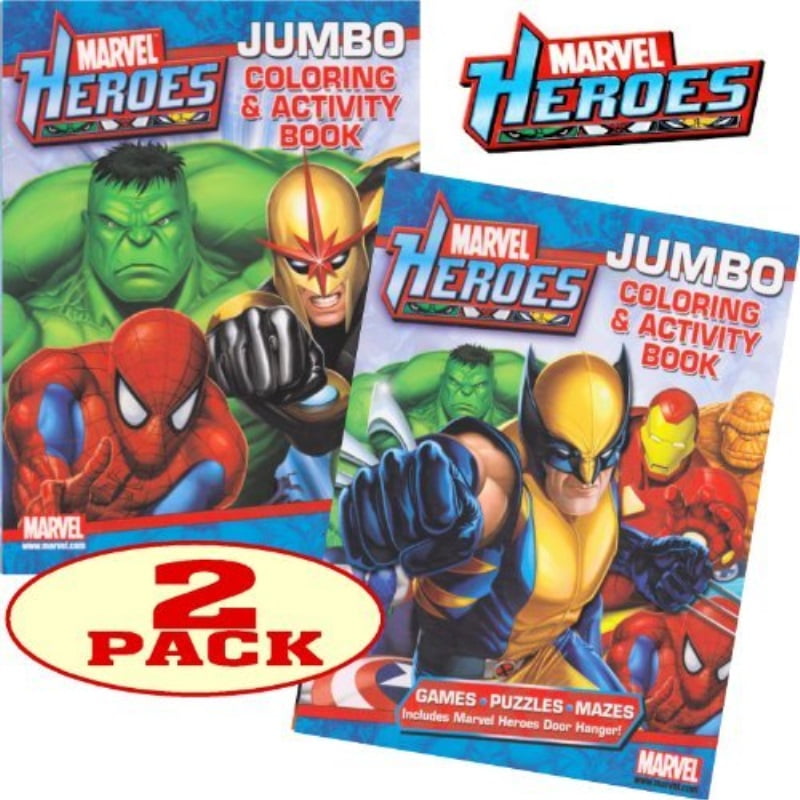Marvel Heroes Avengers Jumbo Coloring and Activity Book Set 2 Books 