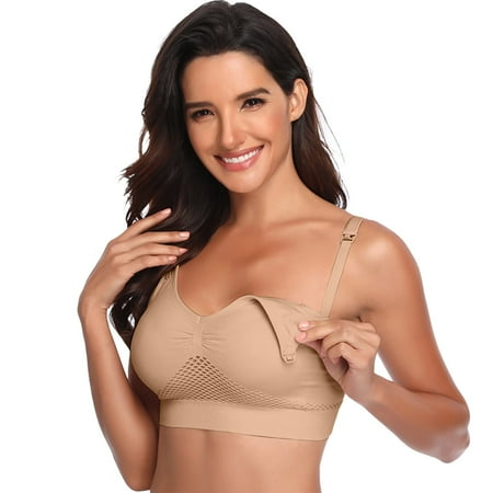 

Yuelianxi Women s Nursing Bra Wireless Maternity Seamless Front Buckle Breastfeeding Bra With Pads