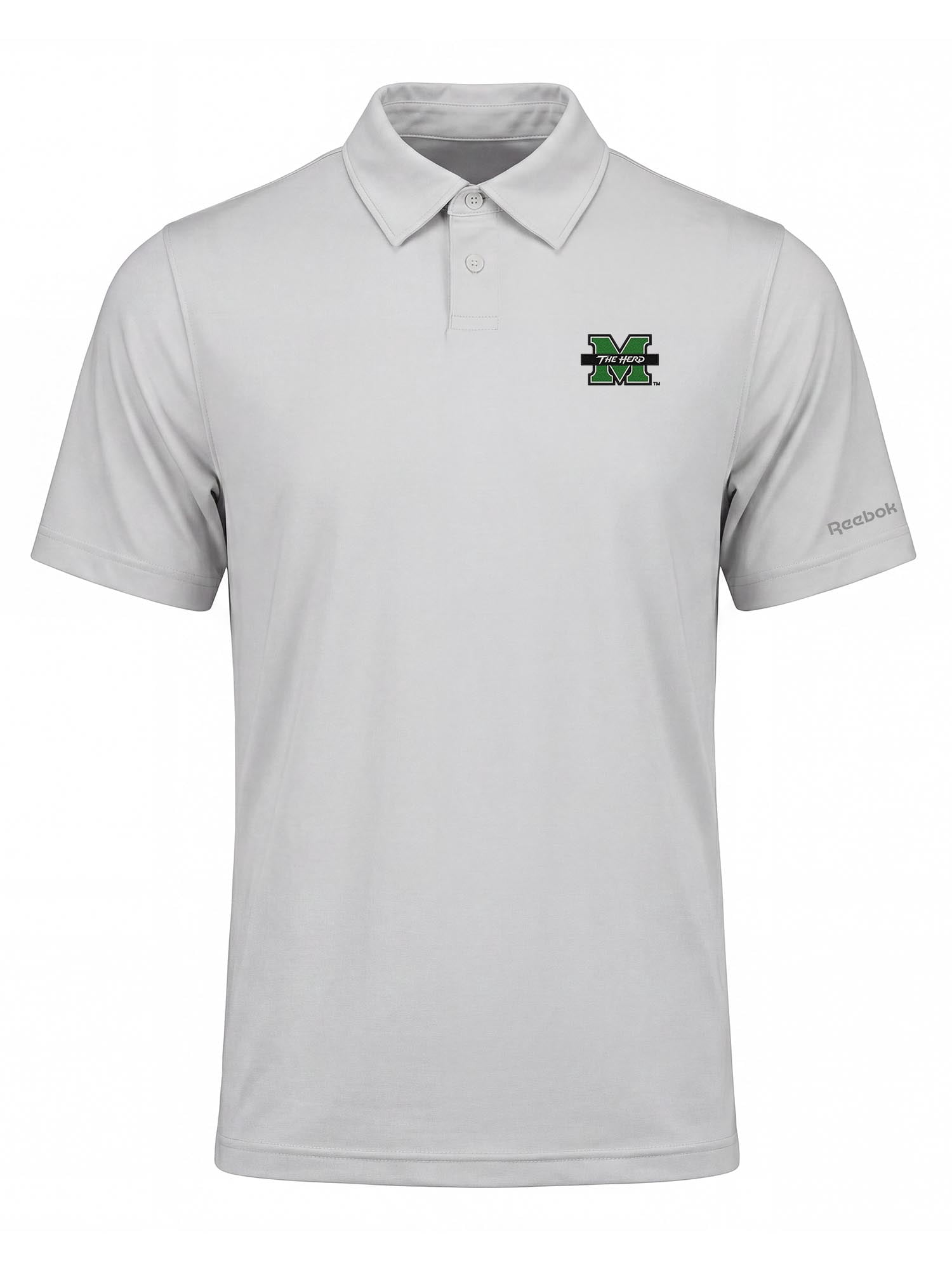 Marshall Thundering Herd Reebok Mens Gray Short Sleeve Polo Shirt