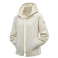 thumbnail image 2 of EchfiProm Waterproof Windbreaker Jacket Women Zip-up Beige Camping Waterproof Lightweight Hooded Coat, 2 of 3