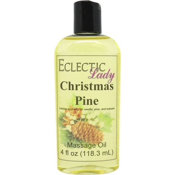 Christmas Pine Massage Oil by Eclectic Lady, 4 oz, Sweet Almond Oil and Jojoba Oil